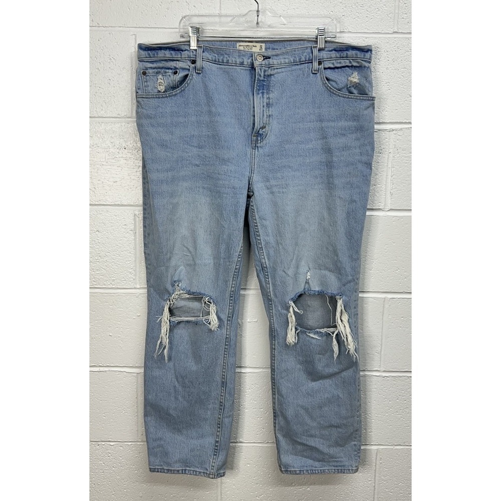 Abercrombie Fitch 90s Straight Ultra High Rise Jeans Distressed Women's 34 / 18S